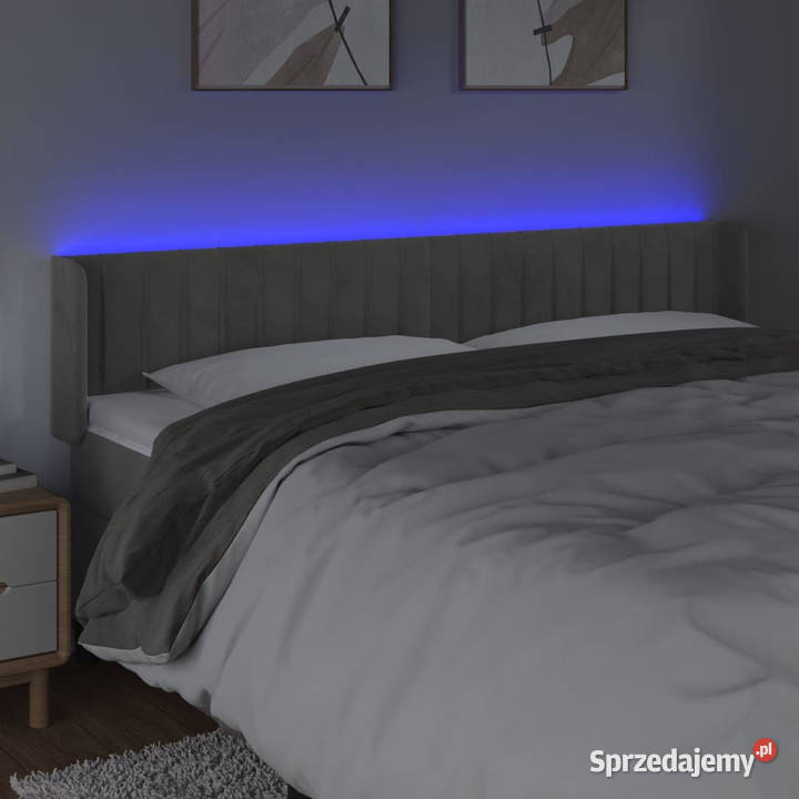 Zagłówek do łóżka z LED jasnoszary 203x16x7888 Warszawa sprzedam