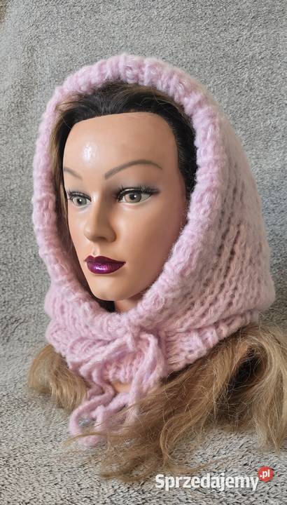 Balaclava kaptur handmade różowa Poznań