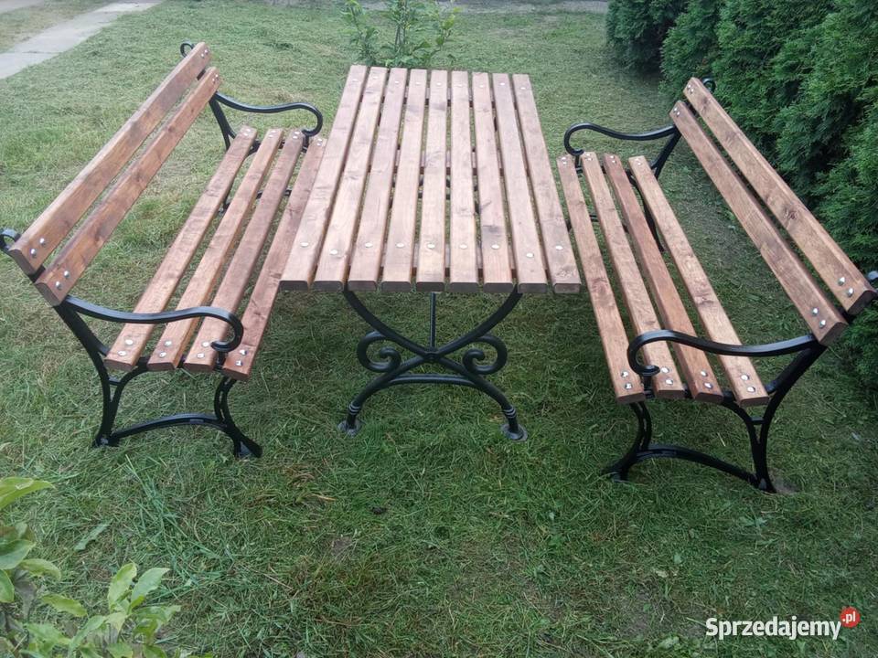Stół ogrodowy z ławkami Stół żeliwny mocny Świdwin