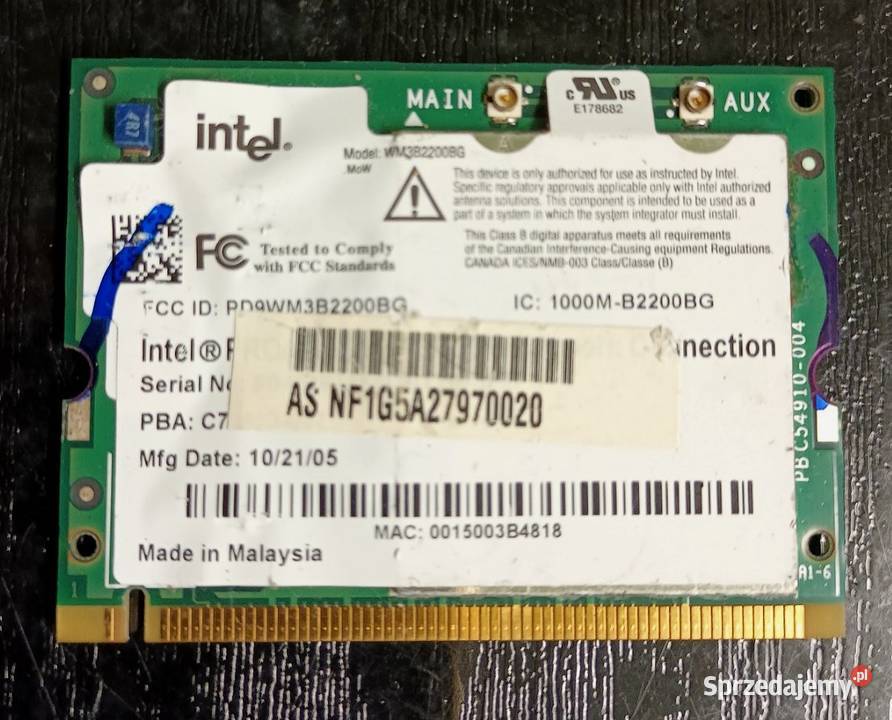 Karta bezprzewodowa WiFi do laptopa Intel opolskie