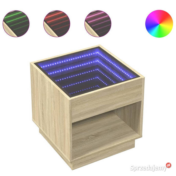 Stolik kawowy z LED Infinity dąb sonoma 50x50x50 Warszawa
