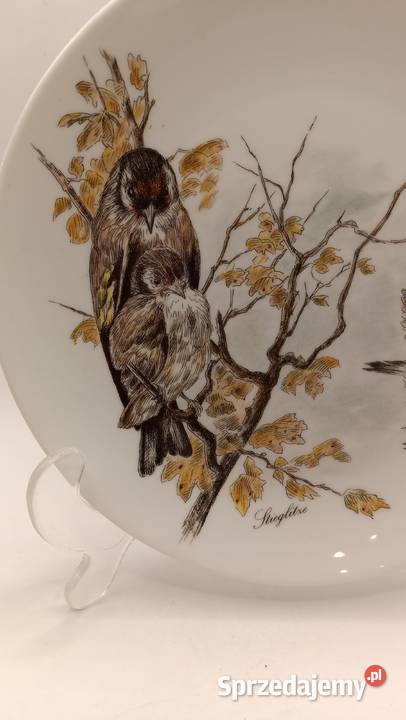 Talerz kolekcjonerski do zawieszenia szczygły Porcelana i szkło lubelskie Zamość