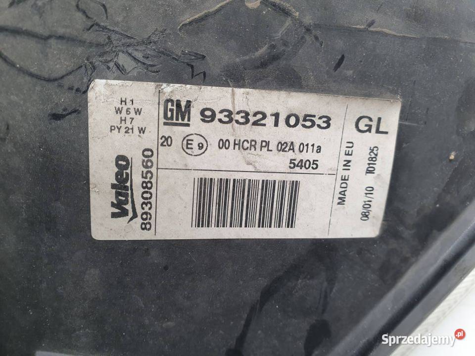 LAMPA PRAWA PRZÓD OPEL MERIVA A LIFT 93321053 osobowe sprzedam