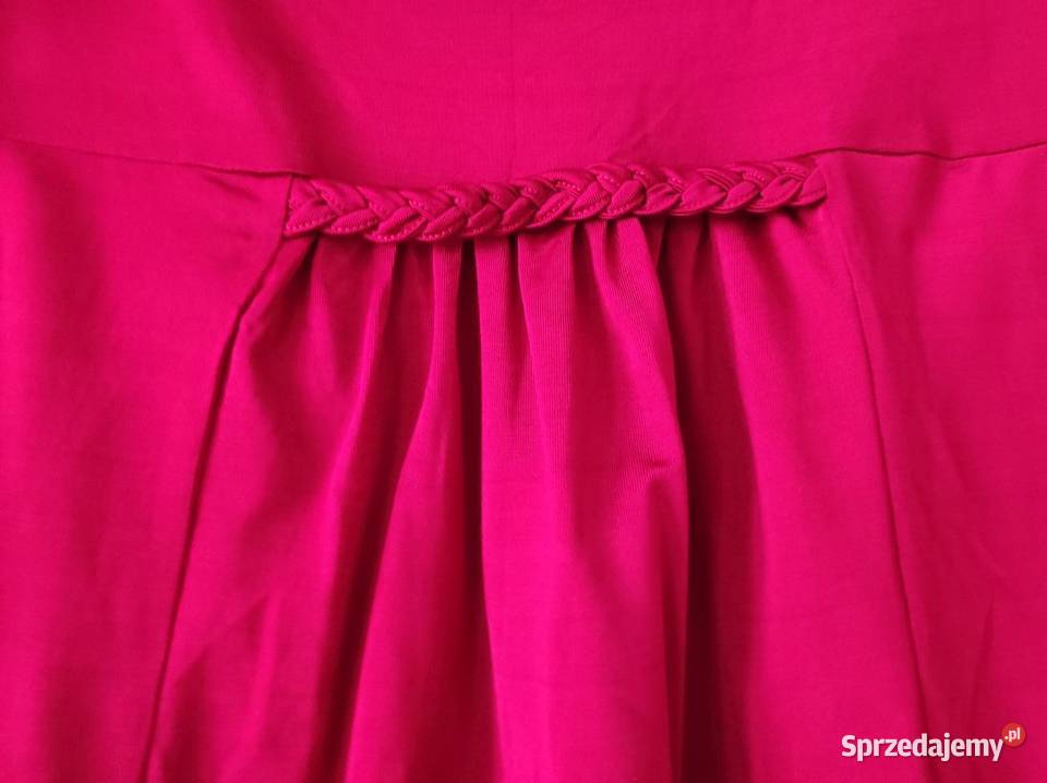 unikatowa bluzka fuksja lejąca ozdobny dekolt Kielce