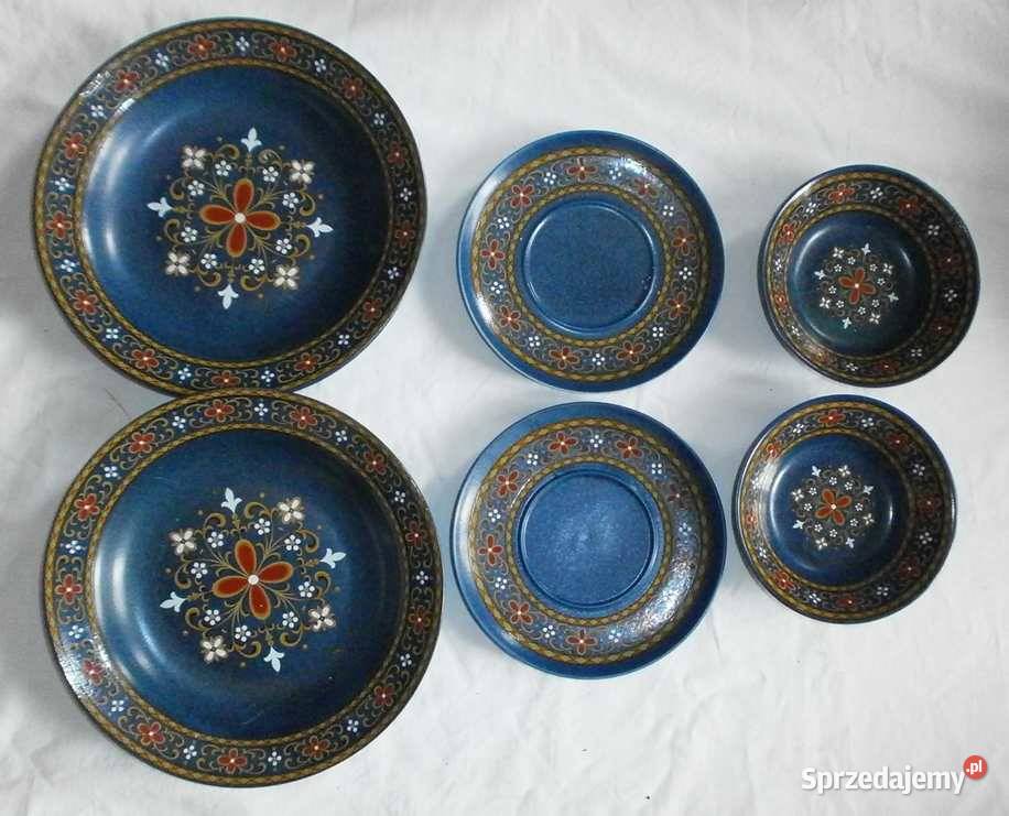 Dekoracyjne Talerze Ceramiczne Komplet Ciemny Porcelana i szkło