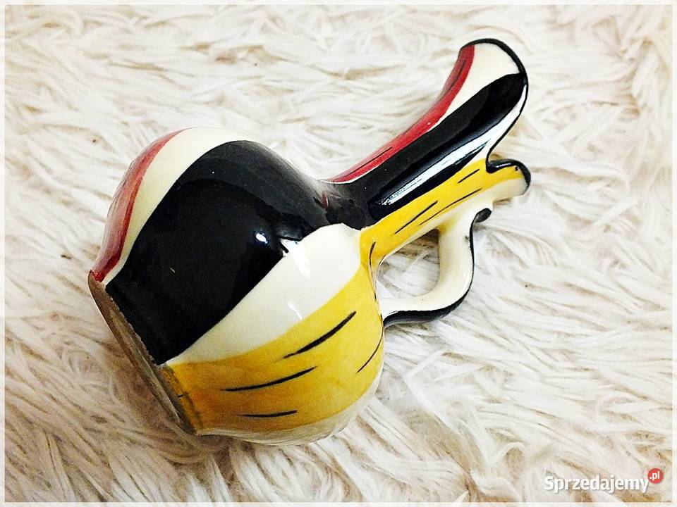 Stary kolorowy wazonik ceramiczny Sygnowany z lubuskie Żary
