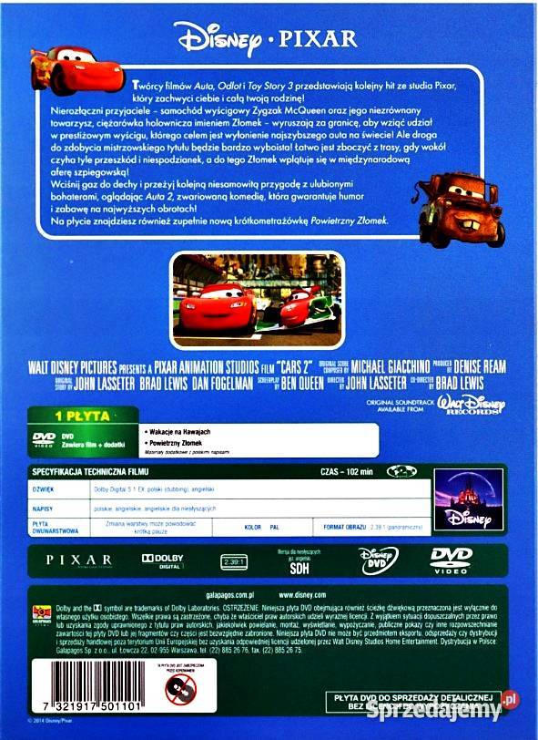 AUTA SAMOLOTY DISNEY PIXAR 6xDVD Kalisz