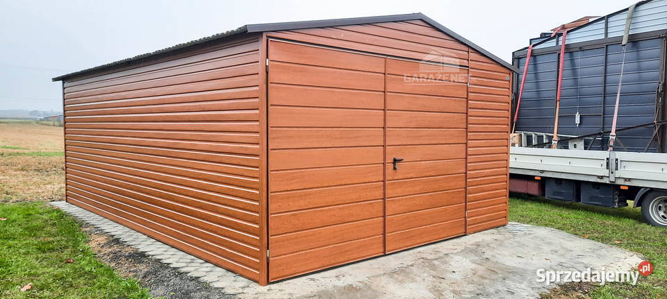 GARAŻ BLASZANY 4m x 6m DWUSPAD BRAMA JASNY Łapanów