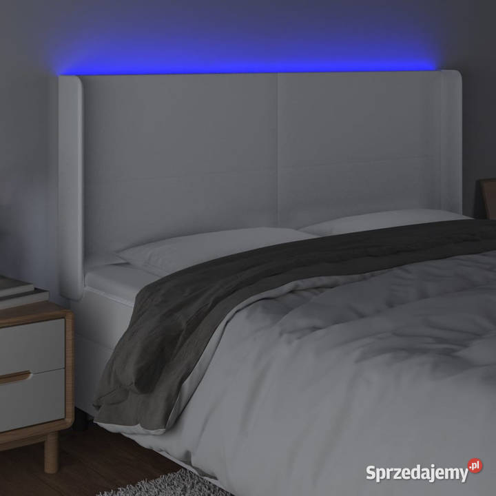 Zagłówek do łóżka z LED biały 203x16x118128 Warszawa sprzedam