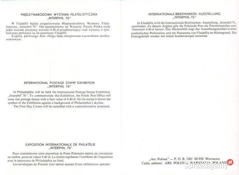 Karta wyd na okol Mien Wyst Filat Interphil 76