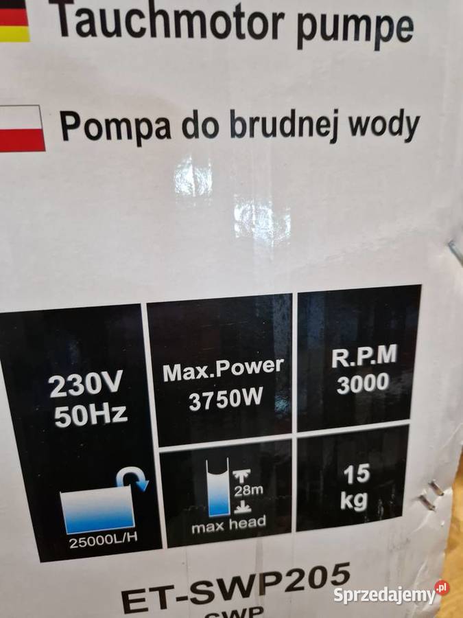 Pompa zatapialna Euro tech 3100W bez pływaka wielkopolskie