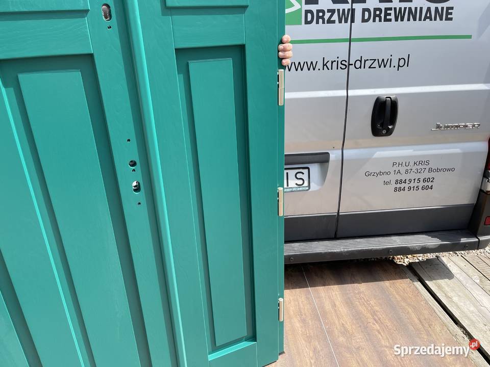 Drzwi zewnętrzne drewniane dwuskrzydłowe NA wielkopolskie