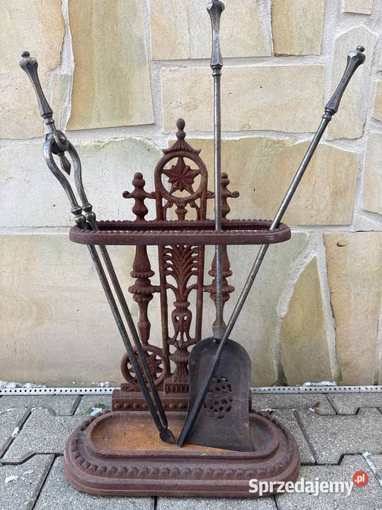 Stary żeliwny zestaw kominkowy dolnośląskie Bystrzyca Kłodzka