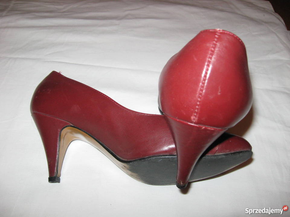 bordowobrązowe czółenka na obcasie Czółenka lubelskie Lublin