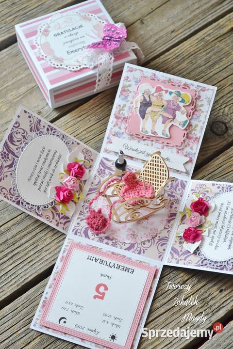 Kartka w pudełku exploding box emerytki Słupsk