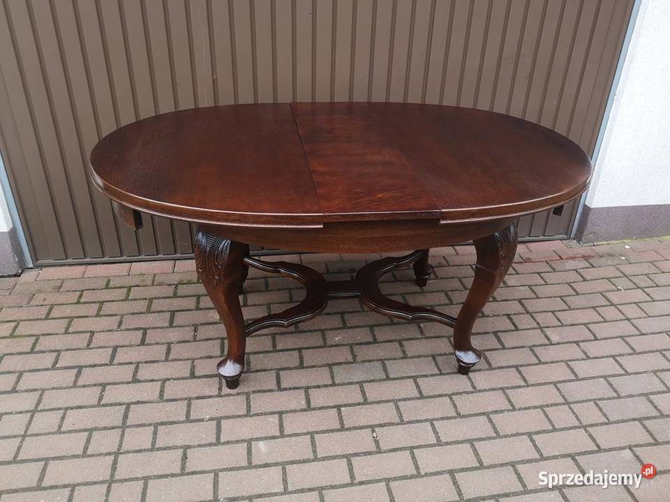 Stół Dębowy Owalny Dębowy Zgrabny Stary Antyk Swarzędz