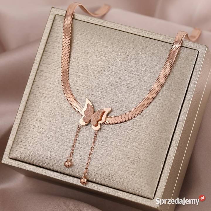 komplet naszyjnik i kolczyki stal motyle 3 d