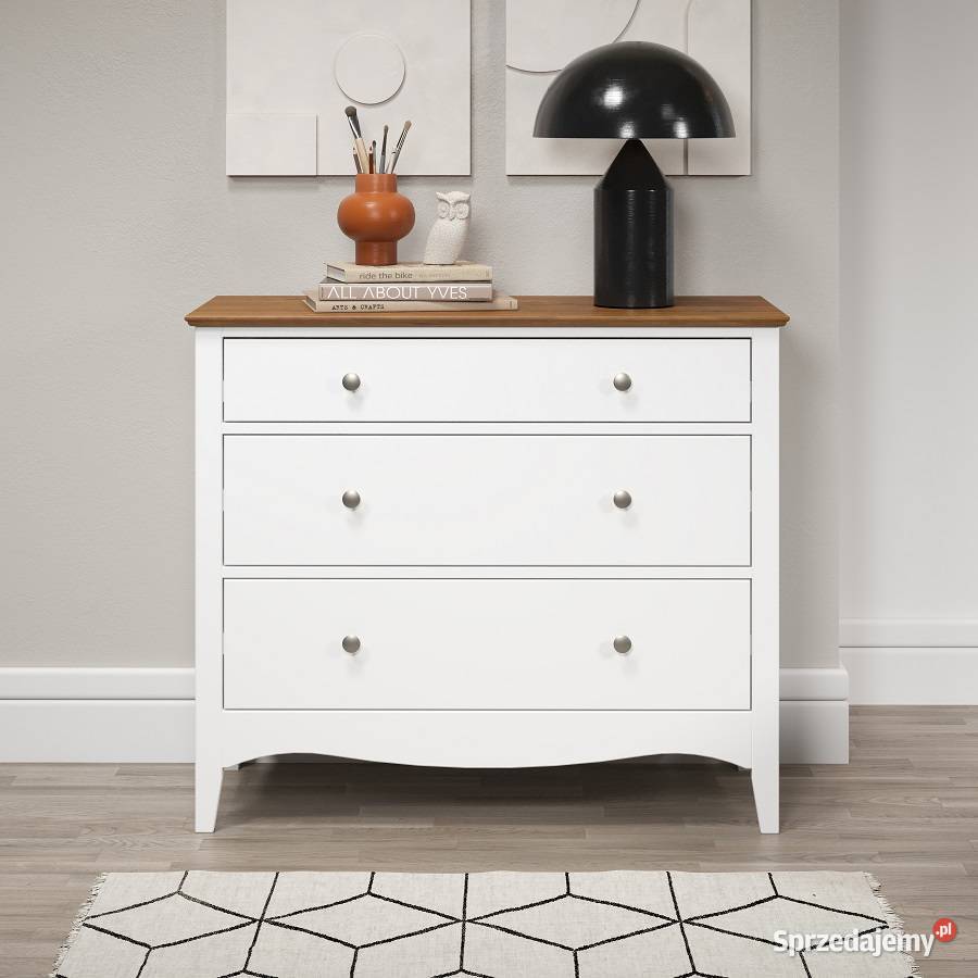 LISSABON KOMODA WYSOKA 3 SZUFLADY 6401 BIAŁA 86cm
