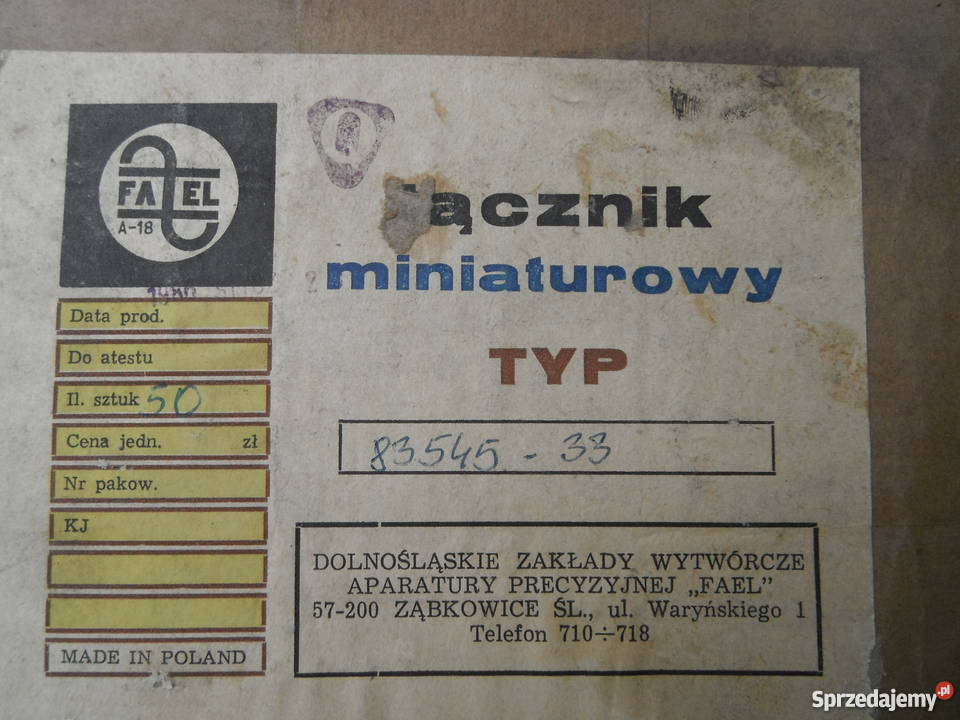 Łącznik miniaturowy FAEL 835443 i inne typy Barak