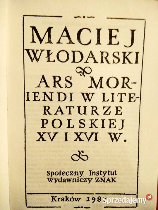 Ars Moriendi w literaturze Włodarski książki Warszawa
