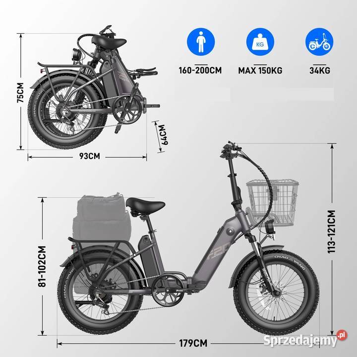 NOWOŚĆ FAFREES FF20 Polar składany fat ebike Pojazdy elektryczne podkarpackie