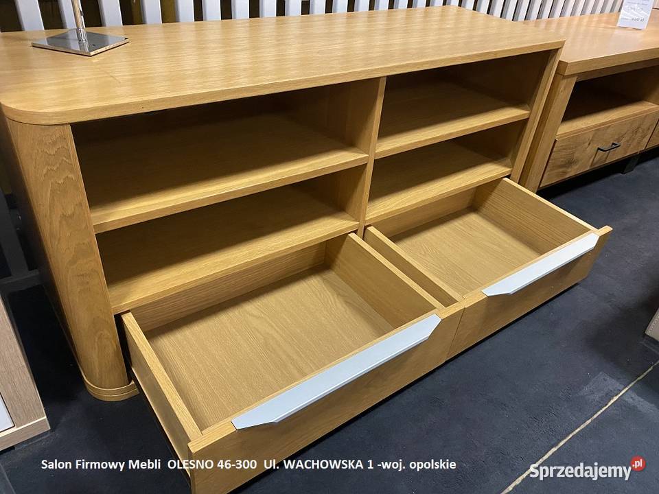 Stolik TV 140 Dąb jasny z Szufladami OUTLET 70 Olesno sprzedam