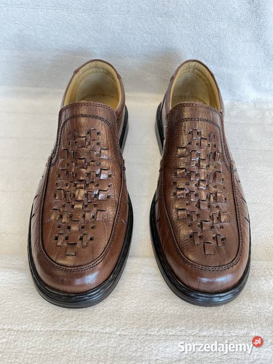 Męskie letnie buty mokasyny sandały skórzane