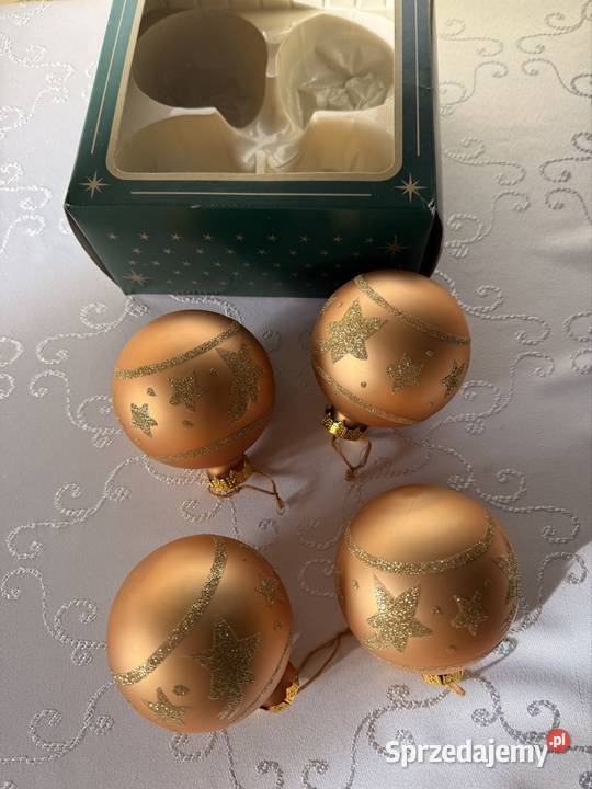 Bombki Szklane Choinkowe Złote z Gwiazdkami 80mm inny kolor Czerwionka-Leszczyny