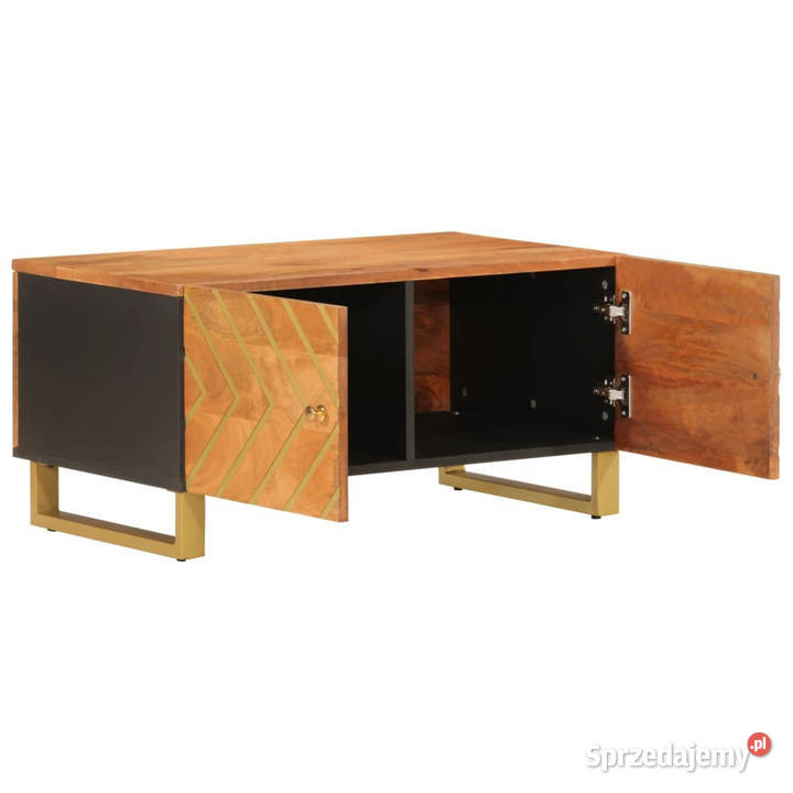 Stolik kawowy brązowoczarny 80x50x40 lite drewno Warszawa