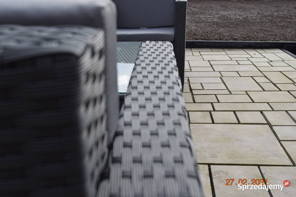 Zestaw kawowy technorattan szary sofa 2osobx2