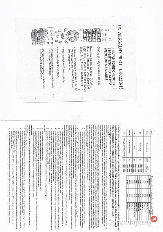 PILOT UNIVERSALNY URC22B15 pasuje do wielu Części i akcesoria Części i akcesoria Chorzów