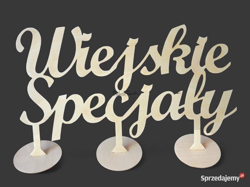 Napis na stół podpis dekoracja wesele przyjęcie Chomranice
