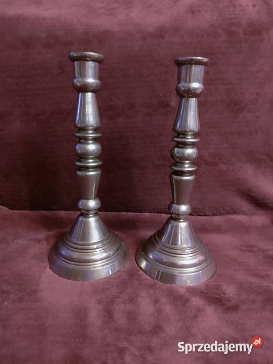 Komplet starych świeczników z pobielanego Sosnowiec sprzedam