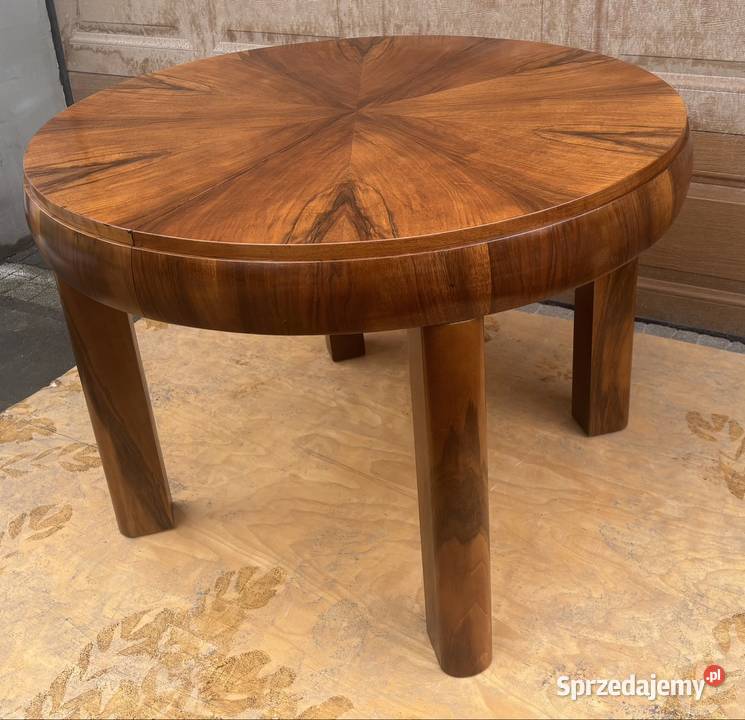 Stół Okrągły Orzech Beczką 112 Rozkładany Antyk Meble Warszawa