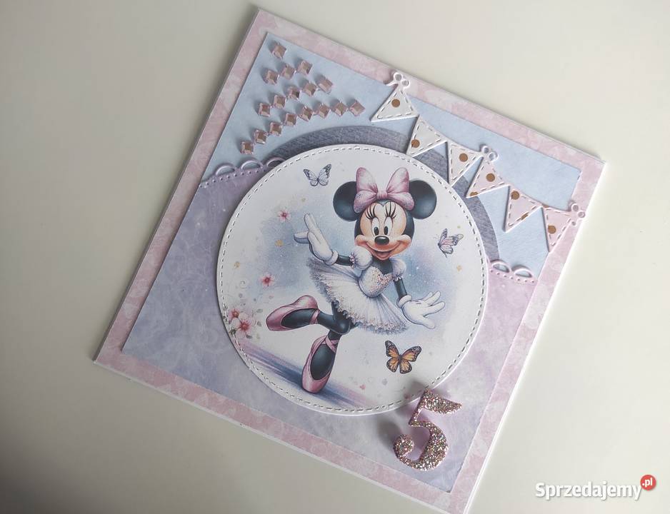 Kartka urodzinowa ręcznie robiona Myszka Minnie Łódź