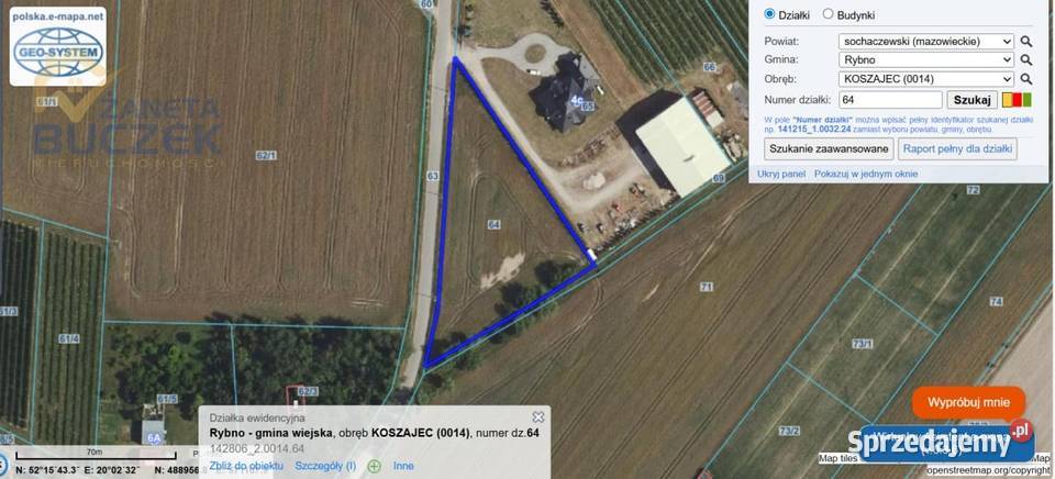 Sprzedam działkę z wydanymi warunkami zabudowy w mazowieckie Koszajec