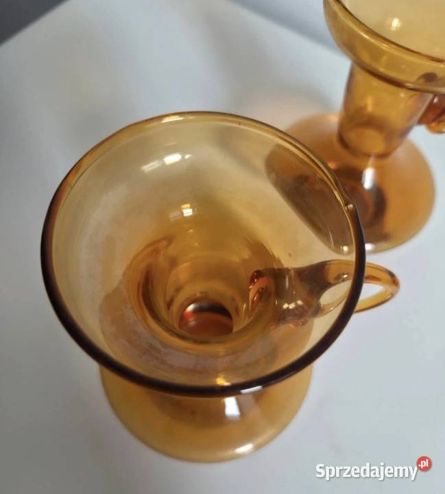 Świecznik wazon kaganek szkło PRL