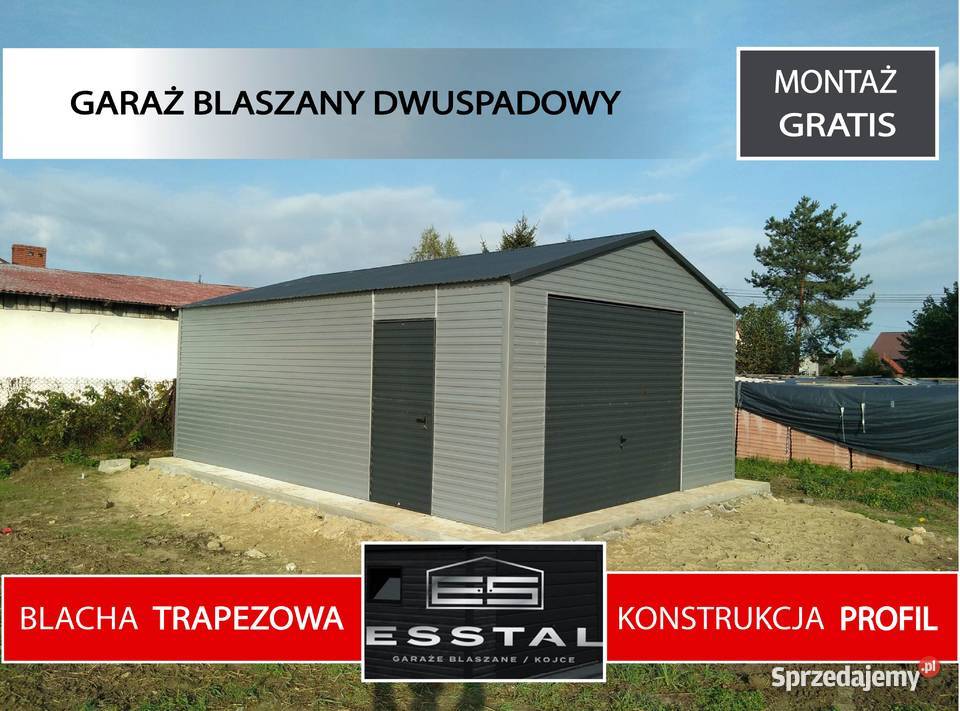 Garaż Blaszany POPIELATY 3x8 Blaszak Garaże Hajnówka