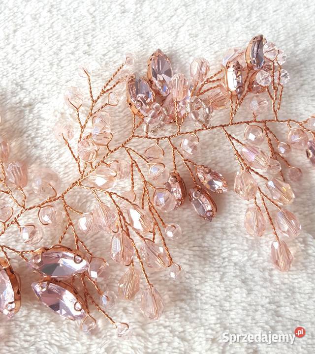 Ozdoba do włosów opaska koraliki ślub wesele Diademy i ozdoby ślubne