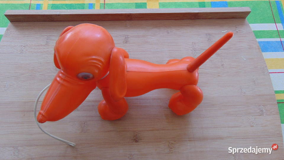 Zabawka z czasów PRL piesek pomarańczowy zozolek Białystok