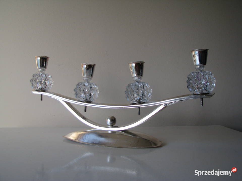 Stary stylowy srebrny świecznik na 4 świece Brzegi