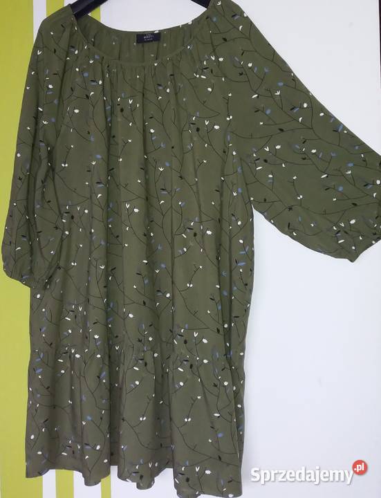 XXL5456 Oliwkowa tunika z falbanką Gina Benotti zielony Gliwice