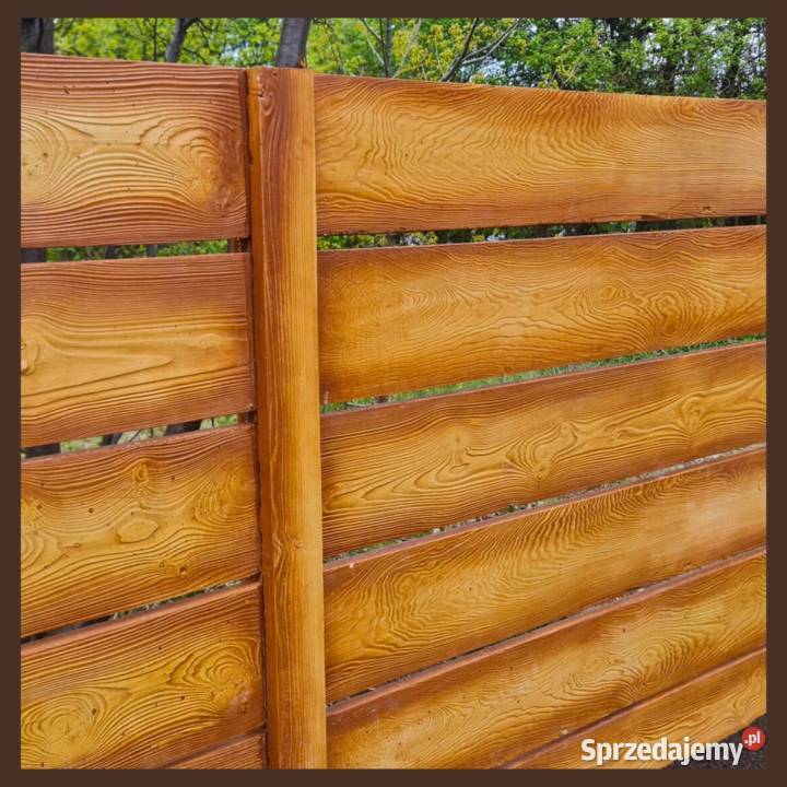 Ogrodzenie betonowe drewno imitacja drewna Warszawa