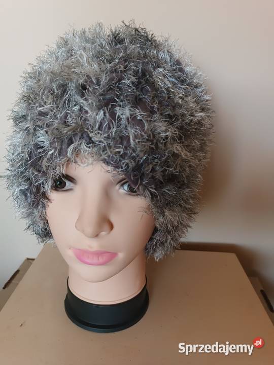 Czapka zimowa handmade szara Elz6 sprzedam