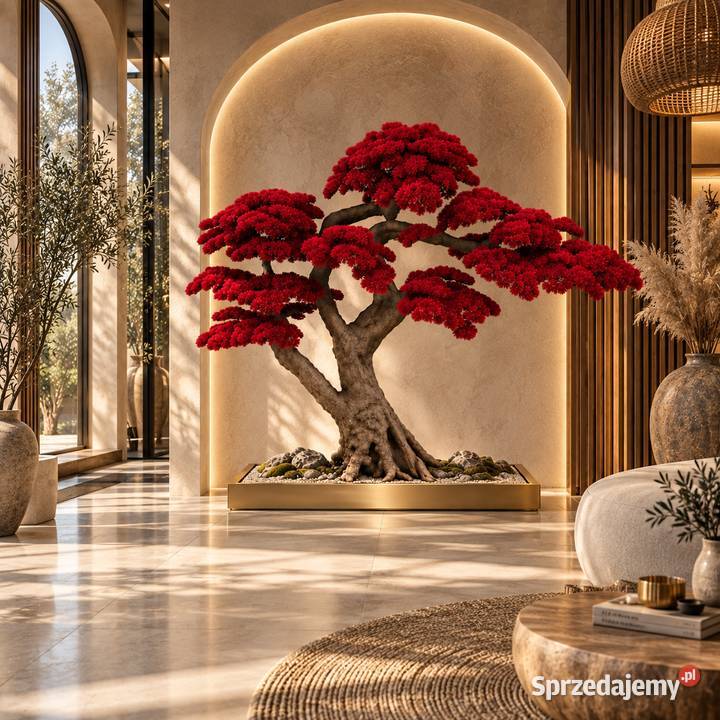Czerwone sztuczne drzewko bonsai 150 200