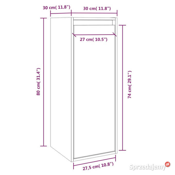 Szafka ścienna biała 30x30x80 lite drewno