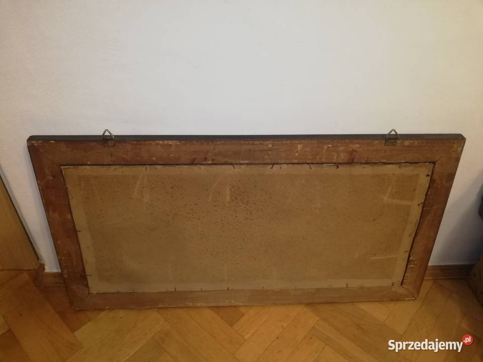 Stary obraz Olej na dykcie Pejzaż leśny mazowieckie