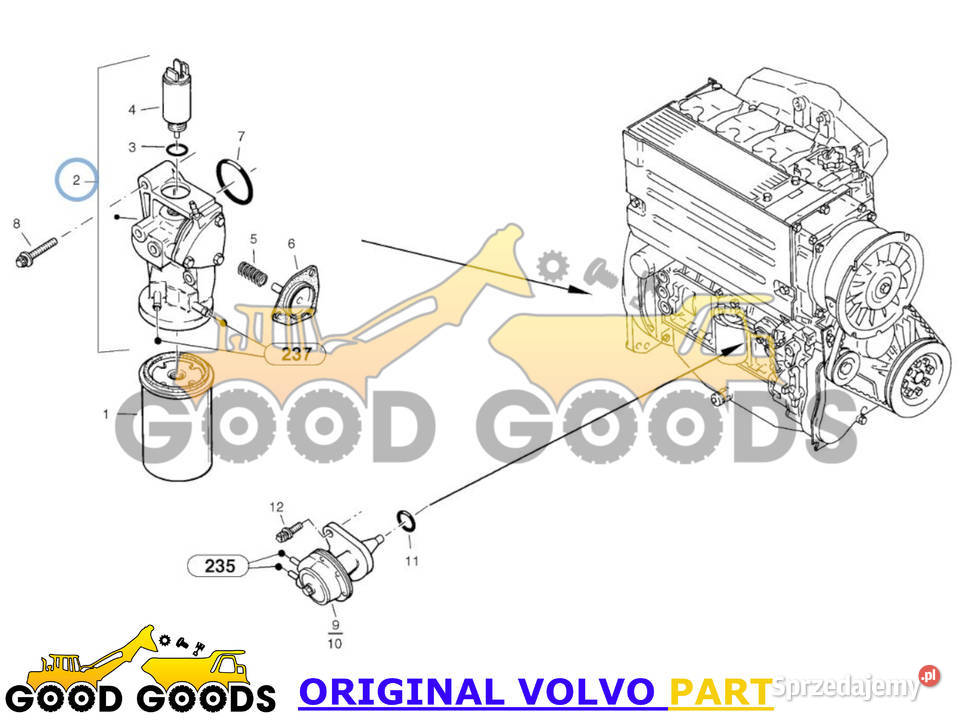 VOLVO PODSTAWA FILTRA PALIWA Z REGULATOREM I