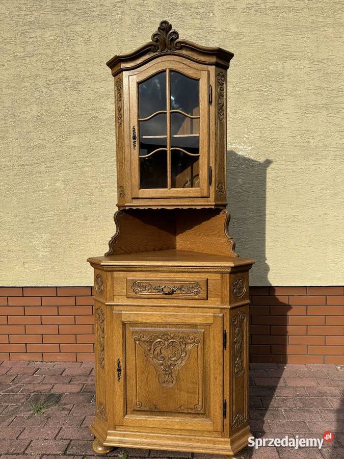 Witryna narożna dębowa stylowa rogówka kredens Sulbiny
