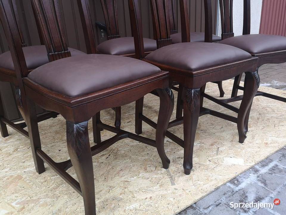 Krzesła Dębowe Wysokie Politura Stare Antyk wielkopolskie